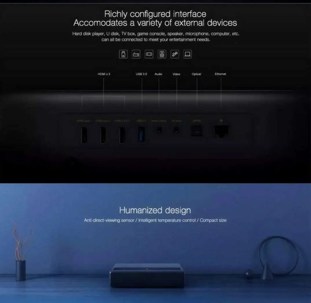 Xiaomi Mijia 4K 1S Ultra Short Throw Projector with ANSI 2100 Lumens CH Version
