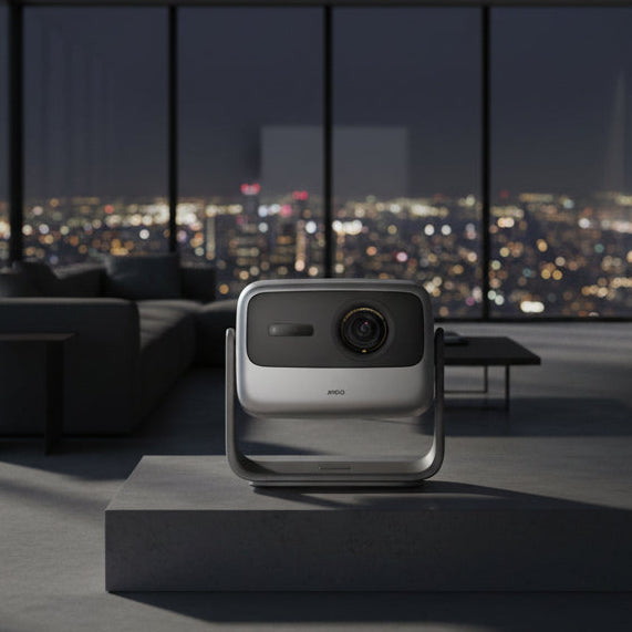 JMGO N1S Infinity 4K triple laser projector with 4K UHD resolution, 10-bit color depth, 2600 lumens, integrated Google TV and Netflix