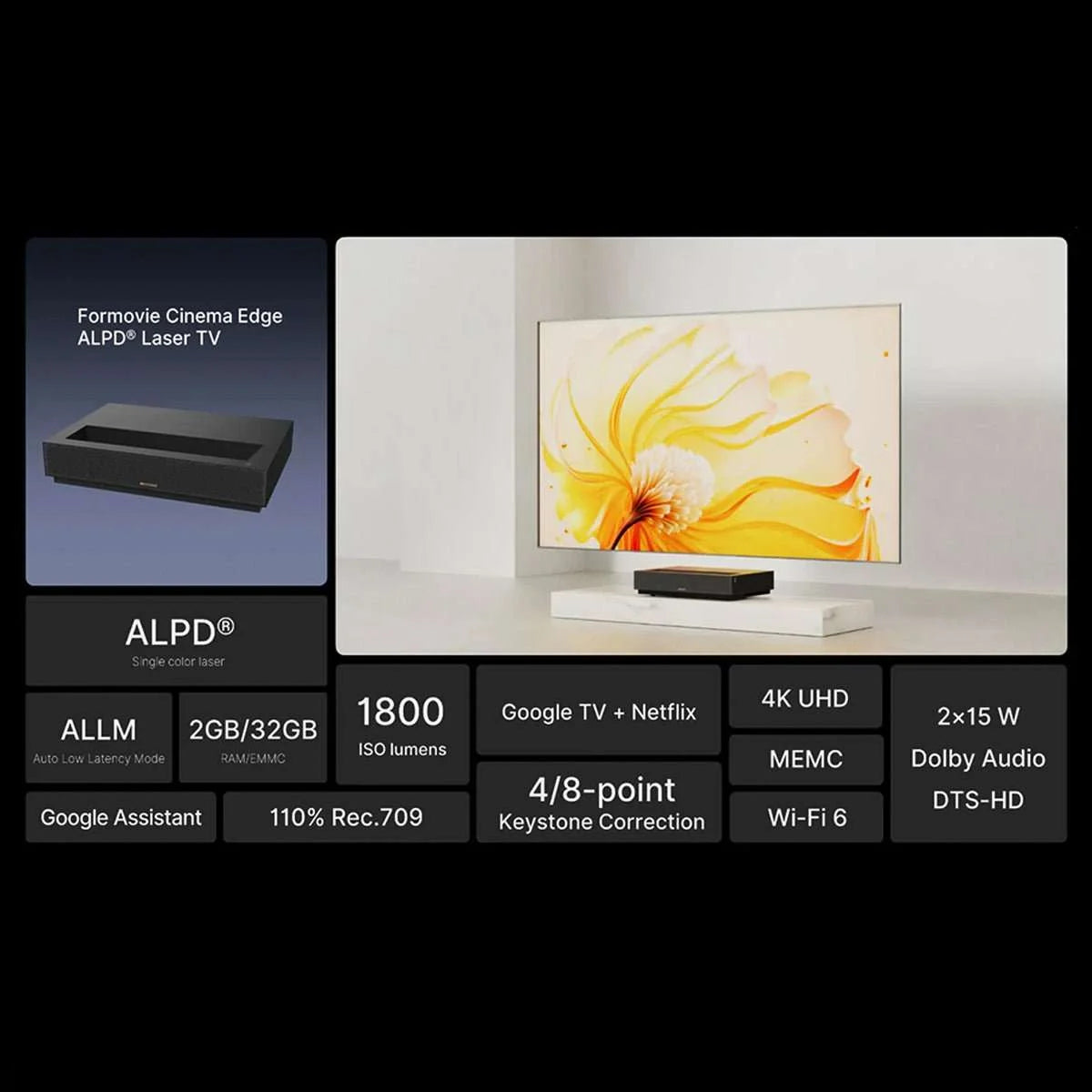 Formovie Cinema Edge Ultra Short Throw 4K Laser TV Projector