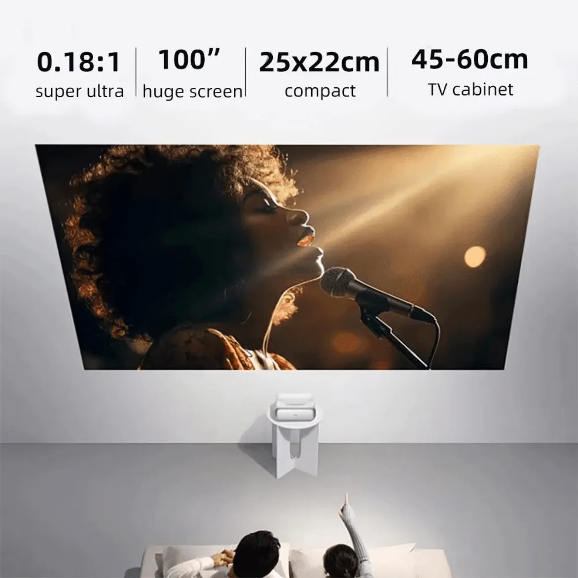 JMGO 02 Projector Ultra Short Throw Lens Triple Laser WiFi 5 Video Projectors 0.18:1 Ratio 1080p Beamer With 1500 ANSI Lumens
