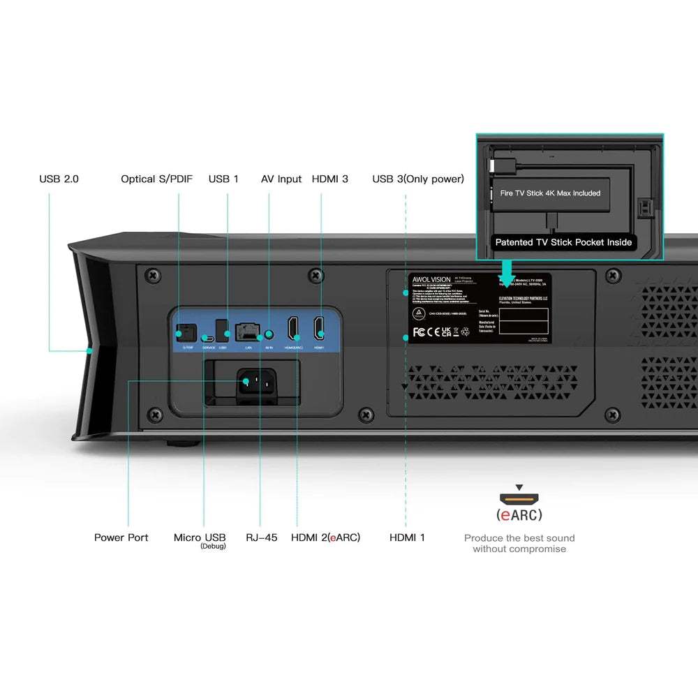 AWOL VISION 4K LTV-2500 3D Triple Laser Projector