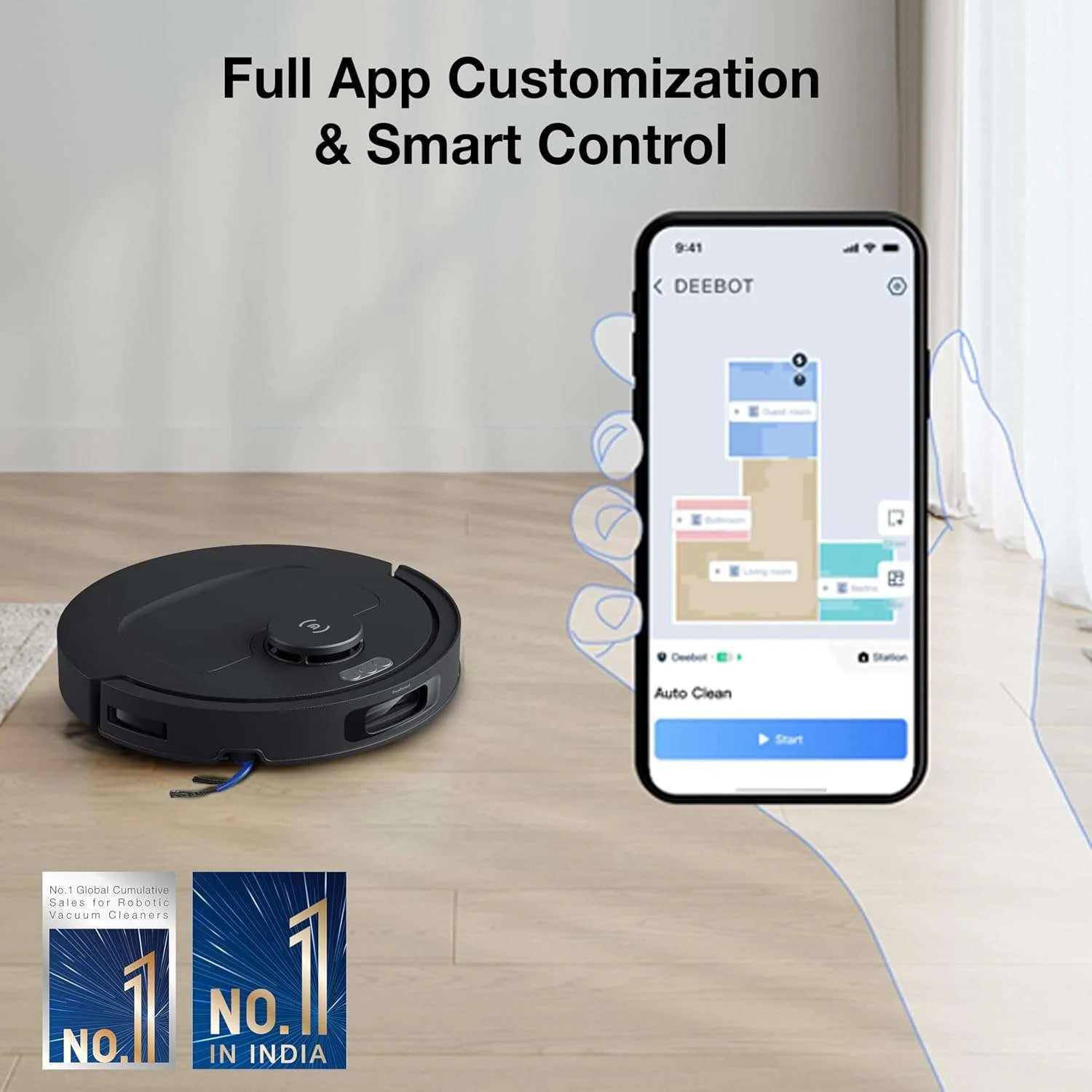 ECOVACS Deebot N50 PRO Omni 2 in 1 Robotic Vacuum Cleaner & Mop, 2026 New Launch 25000 Pa Suction, Self-Emptying Omni-Station, Zerotangle 3.0, Hot Air-Drying, Auto-Lift Mop On Carpet, Upto 300 Mins