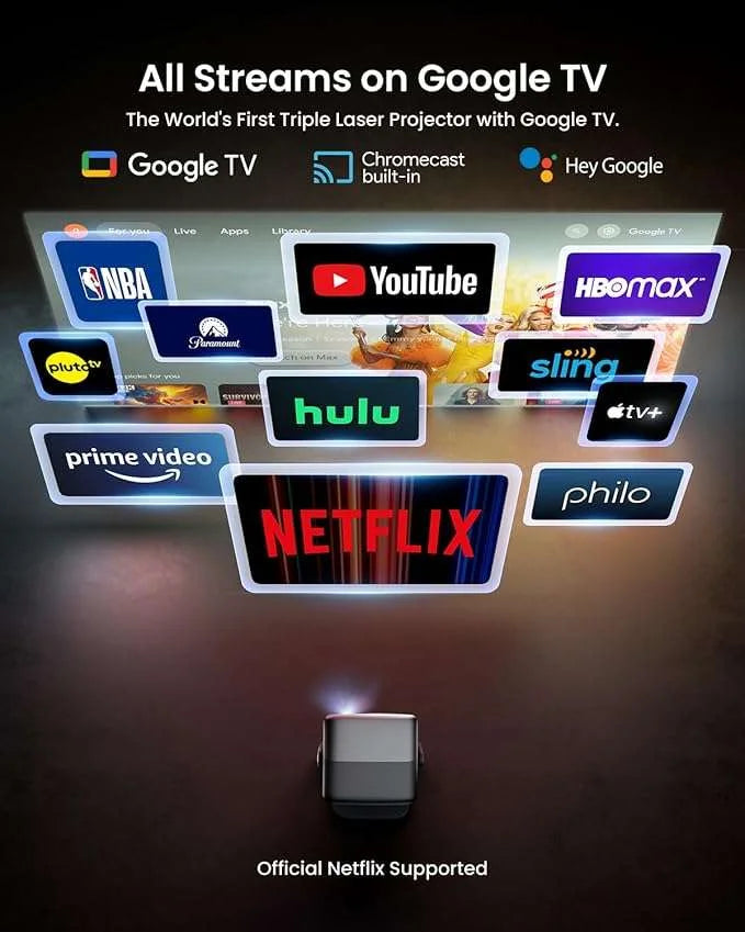 JMGO N1S Ultra 4K Triple Laser Projector with WiFi 3000 ANSI Lumens