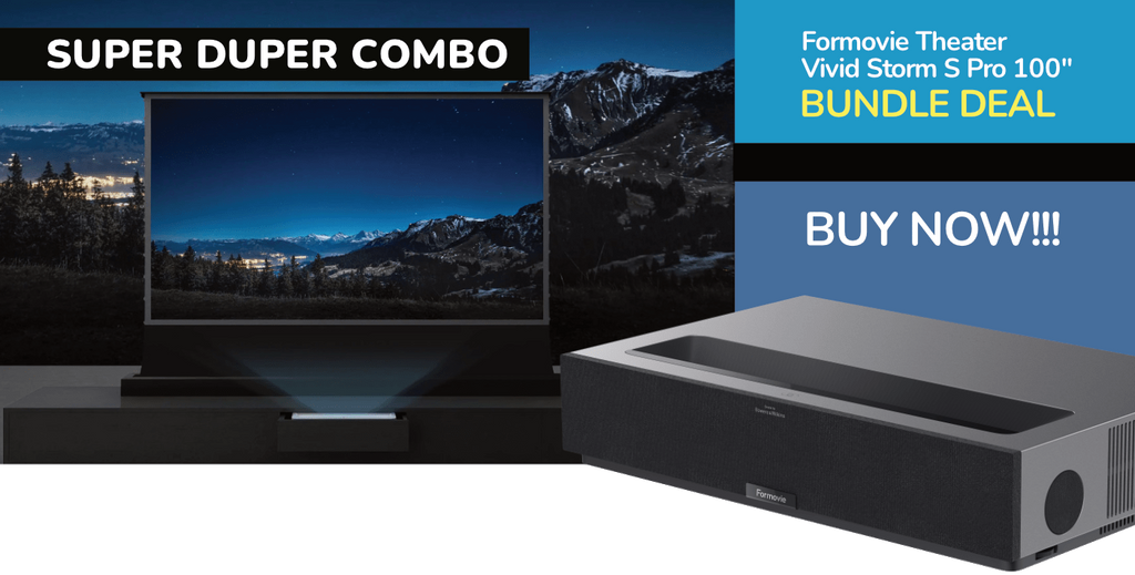 Formovie Theater Premium with VIVIDSTORM S PRO Floorising Screen 100″/120″ Combo offer